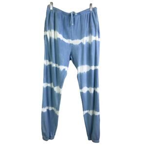 WSLY Sweatpants Womens S Light Blue White Tie Dye Striped Jogger Pants Lounge